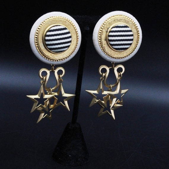 French Designer High End Fabric Star Dangles Mass… - image 4