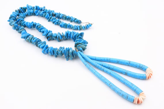 Earlier 1900's Vintage Santo Domingo Cerrillos Turquoise Necklace Old Earlier 1900's Vintage Santo Domingo Cerrillos Turquoise Necklace Old