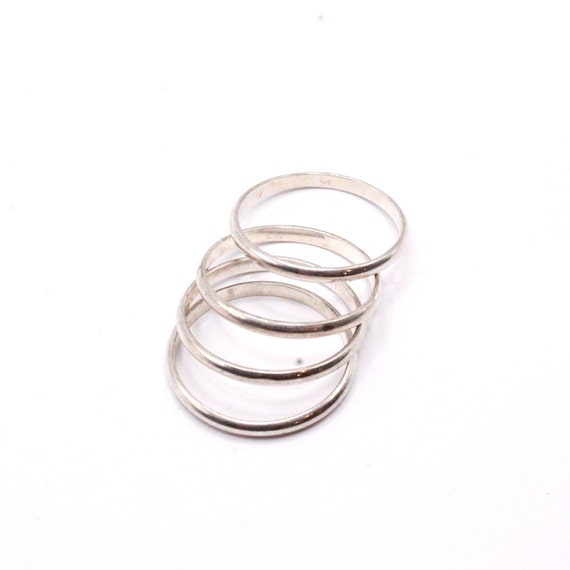 Vintage Sterling Silver Tested Stackable Four (4)… - image 6