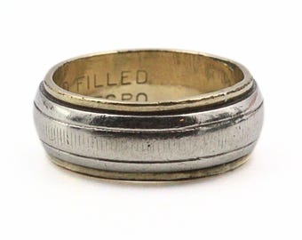 Vintage 12K Gold & Sterling Silver Floral Statement Ring - Vintage