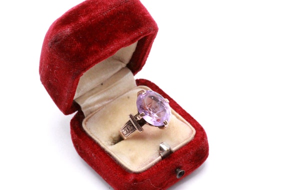 Antique Victorian 12K Gold Amethyst Ring - image 4