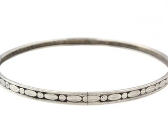 Bracelet Jonc Argent Massif Style Victorien émaillé Noir - Occasion Ancien