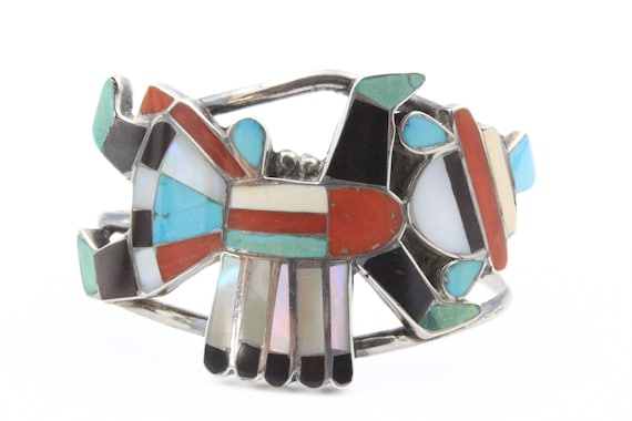 Magnificent Vintage Zuni Rainbow Man Sterling Silver Native American Bracelet Magnificent Vintage Zuni Rainbow Man Sterling Silver Native American Bracelet