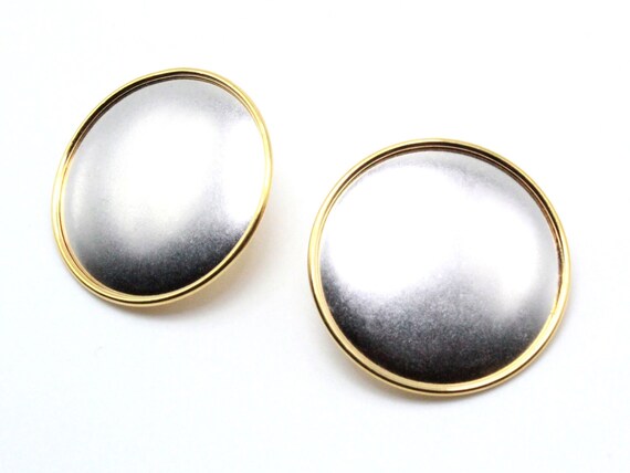 Monet Signed Designer Two Tone Silver Gold Disc L… - image 3