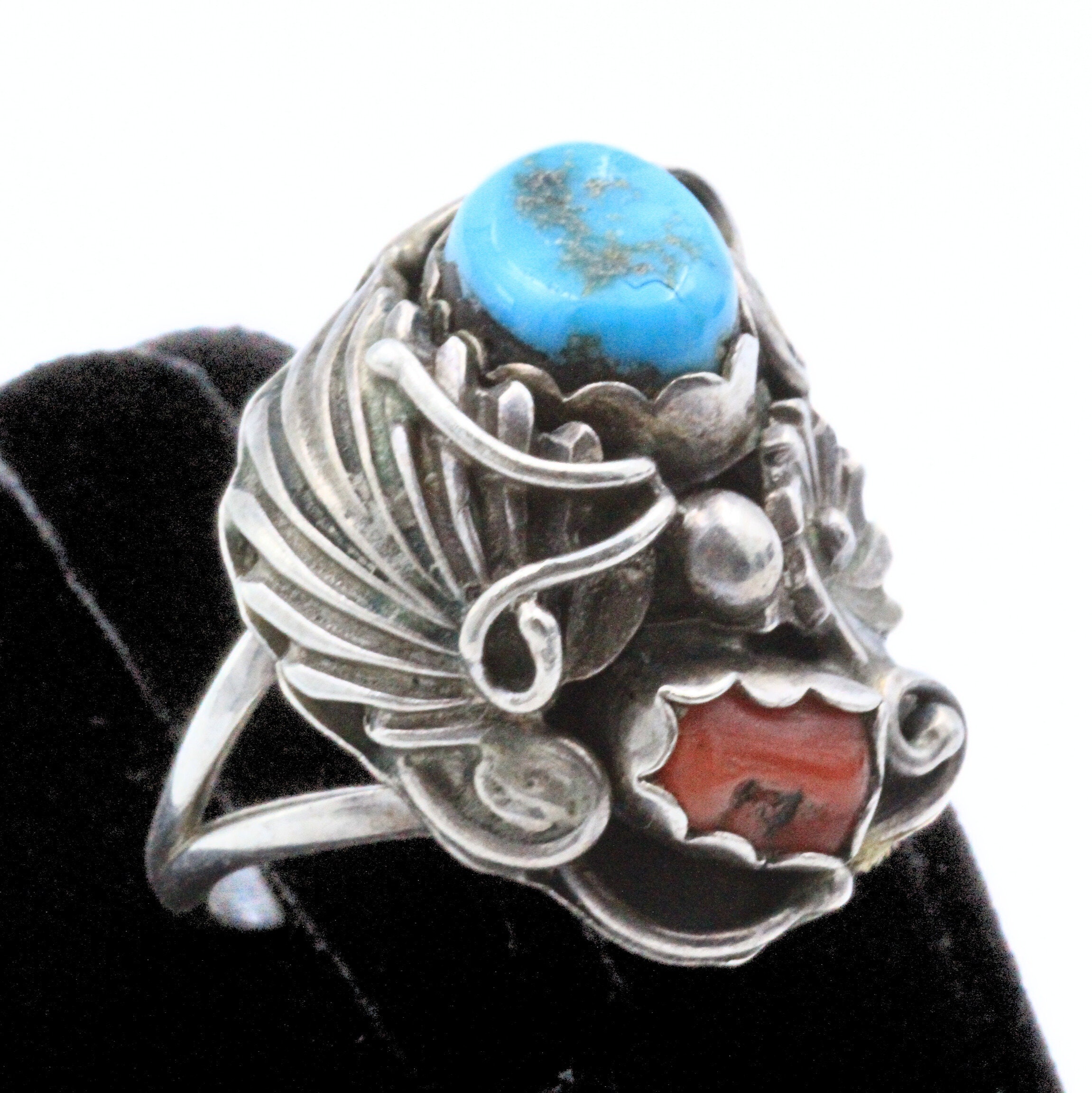 Ed Lewis Adjustable Size Vintage Native American Navajo Turquoise Sterling Silver Ring Ed Lewis Adjustable Size Vintage Native American Navajo Turquoise Sterling Silver Ring