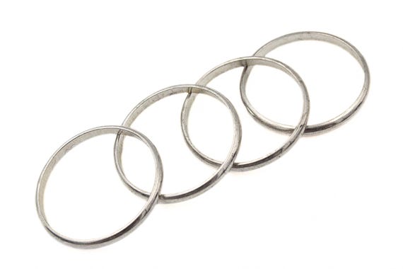Vintage Sterling Silver Tested Stackable Four (4)… - image 3