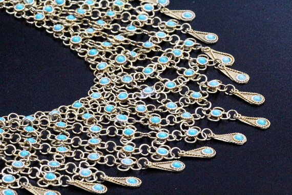 Vintage Chainmail Kuchi Turquoise Tribal Ethnic Choke… - Gem