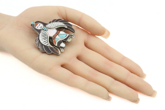 L & V Harker Zuni Inlaid Bennet Marked Sterling S… - image 3