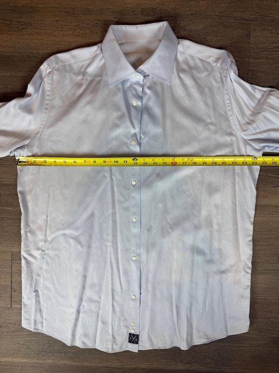 Designer Custom Made Solid Light Blue Button Down… - image 7