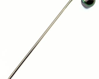 Vintage Peacock Freshwater Pearl Silver Plated Stick Pin