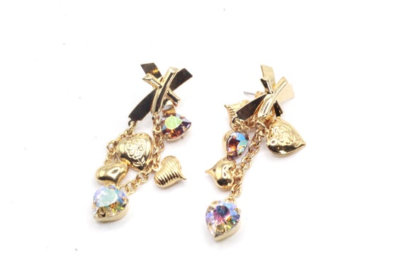 Kirks Folly Heart AB Crystals Long Dangle Earrings - image 9