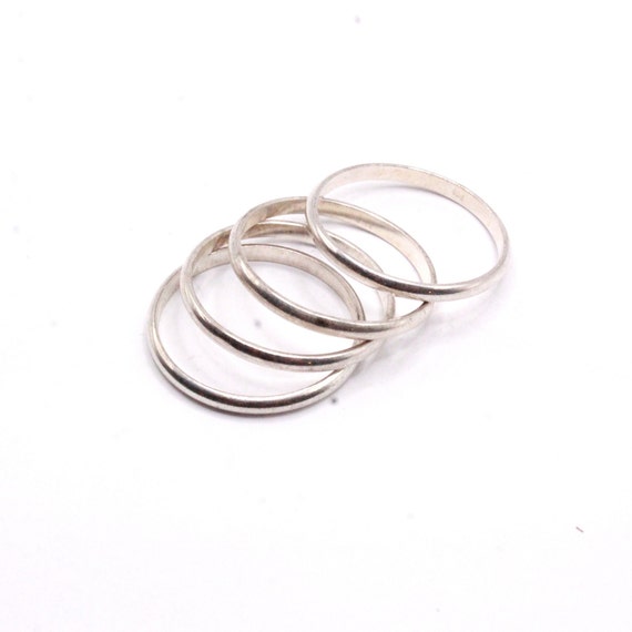 Vintage Sterling Silver Tested Stackable Four (4)… - image 2