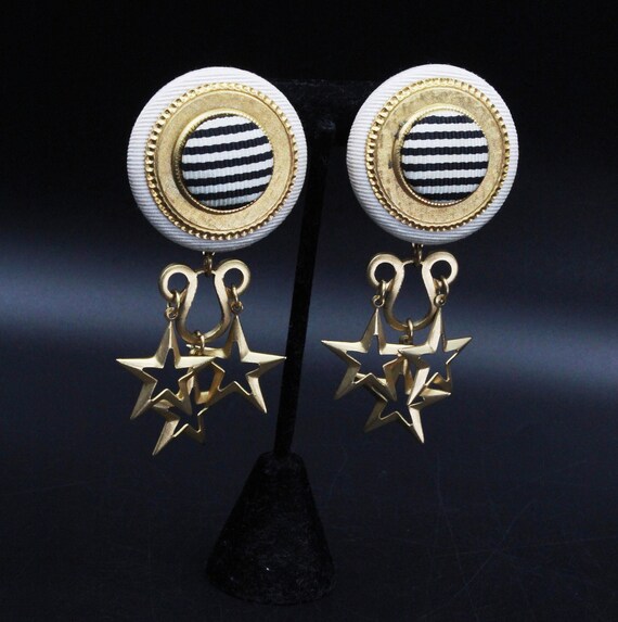 French Designer High End Fabric Star Dangles Mass… - image 6