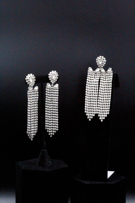 Exceptional 4" Long Earrings Brooch 50's High End… - image 8