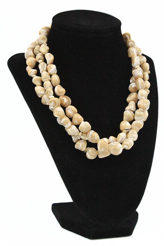 Kenneth Lane Signed Designer Shell Bead Triple St… - image 2