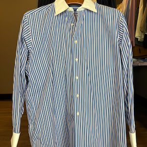 Royal Classic Cotton Blue Red Stripes Button Down Dress Shirt XL