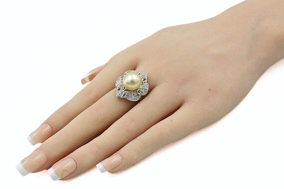 Statement Sterling Silver Signed Round Freshwater… - image 3