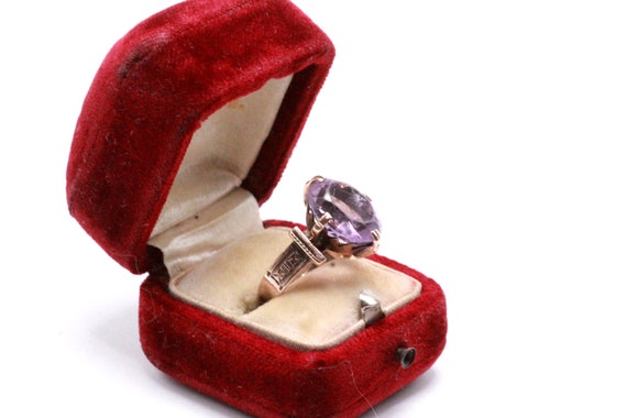 Antique Victorian 12K Gold Amethyst Ring - image 6