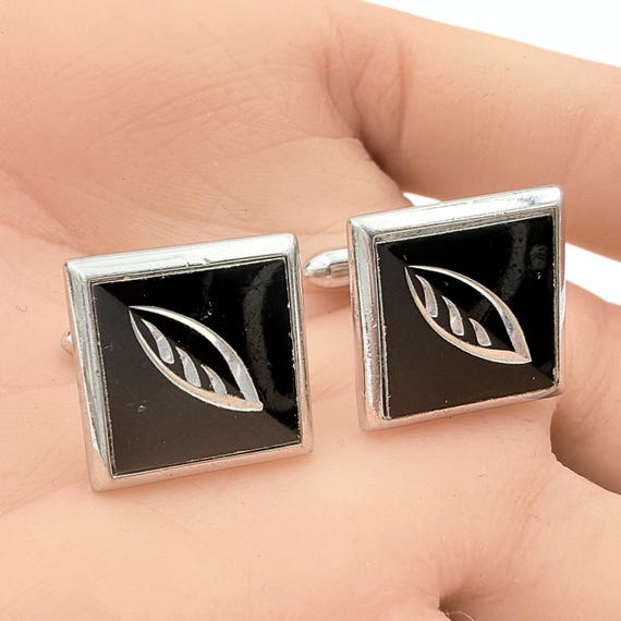 Swank Designer Signed MCM Rectangular Diagonal Ri… - image 5