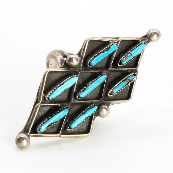 Sun Ray Turquoise Early 1900's Vintage Native American Zuni Sterling Silver Ring Old Sun Ray Turquoise Early 1900's Vintage Native American Zuni Sterling Silver Ring Old