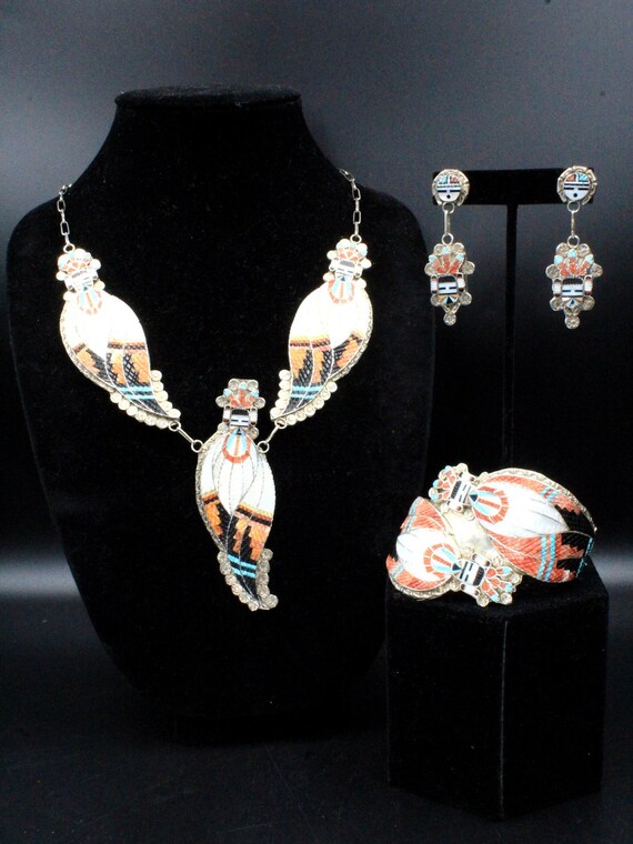 Spectacular Native American Zuni Large Shell Turquoise Coral Corn Maiden Earrings Spectacular Native American Zuni Large Shell Turquoise Coral Corn Maiden Earrings