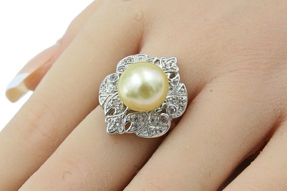 Statement Sterling Silver Signed Round Freshwater… - image 4