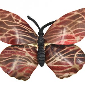 Vintage 50&#39;s Gorgeous Red Brown Enamel Butterfly Brooch