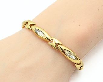 Gold Tone Crystal Link Bracelet