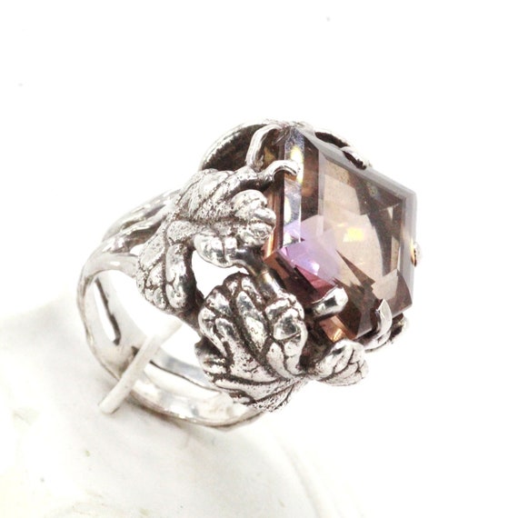 Sterling Silver Modernist Large Chunky Ametrine H… - image 1