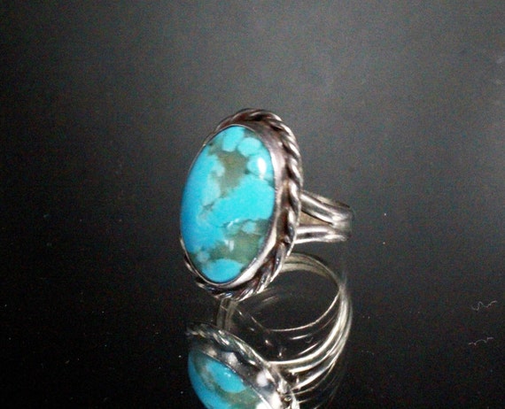 Vintage 60's Sterling Silver Turquoise Spider Web… - image 5
