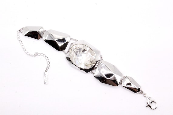 Atelier Swarovski by Jean Paul Gaultier Faceted Crystal Silver Tone Modern Bracelet Etsy New Zealand
