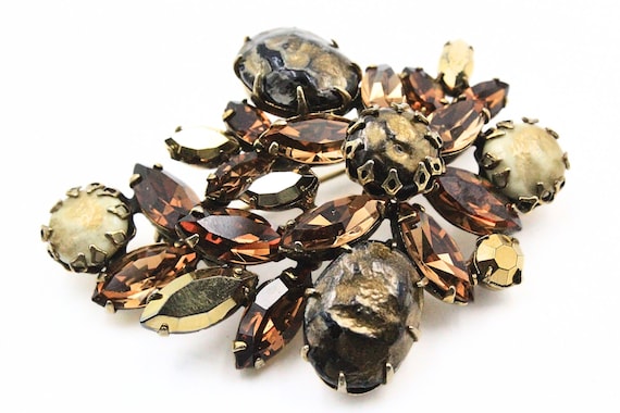 Astounding Regency Signed AB Crystals Browns Oran… - image 3