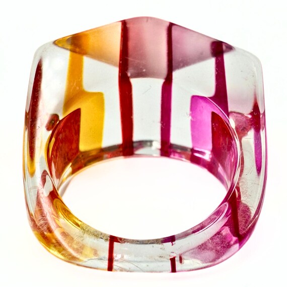 Charming Retro Faceted Multicolored Lucite Ring S… - image 6