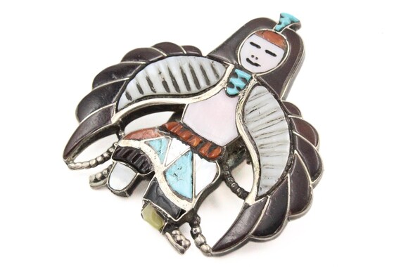 L & V Harker Zuni Inlaid Bennet Marked Sterling S… - image 4