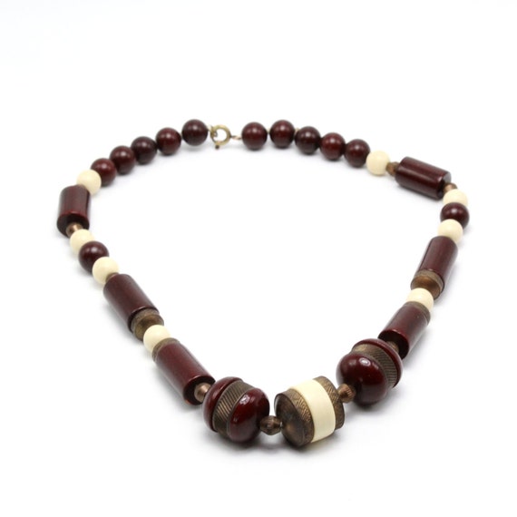 Antique Art Deco Louis Rousselet Brown Beige Bead… - image 6