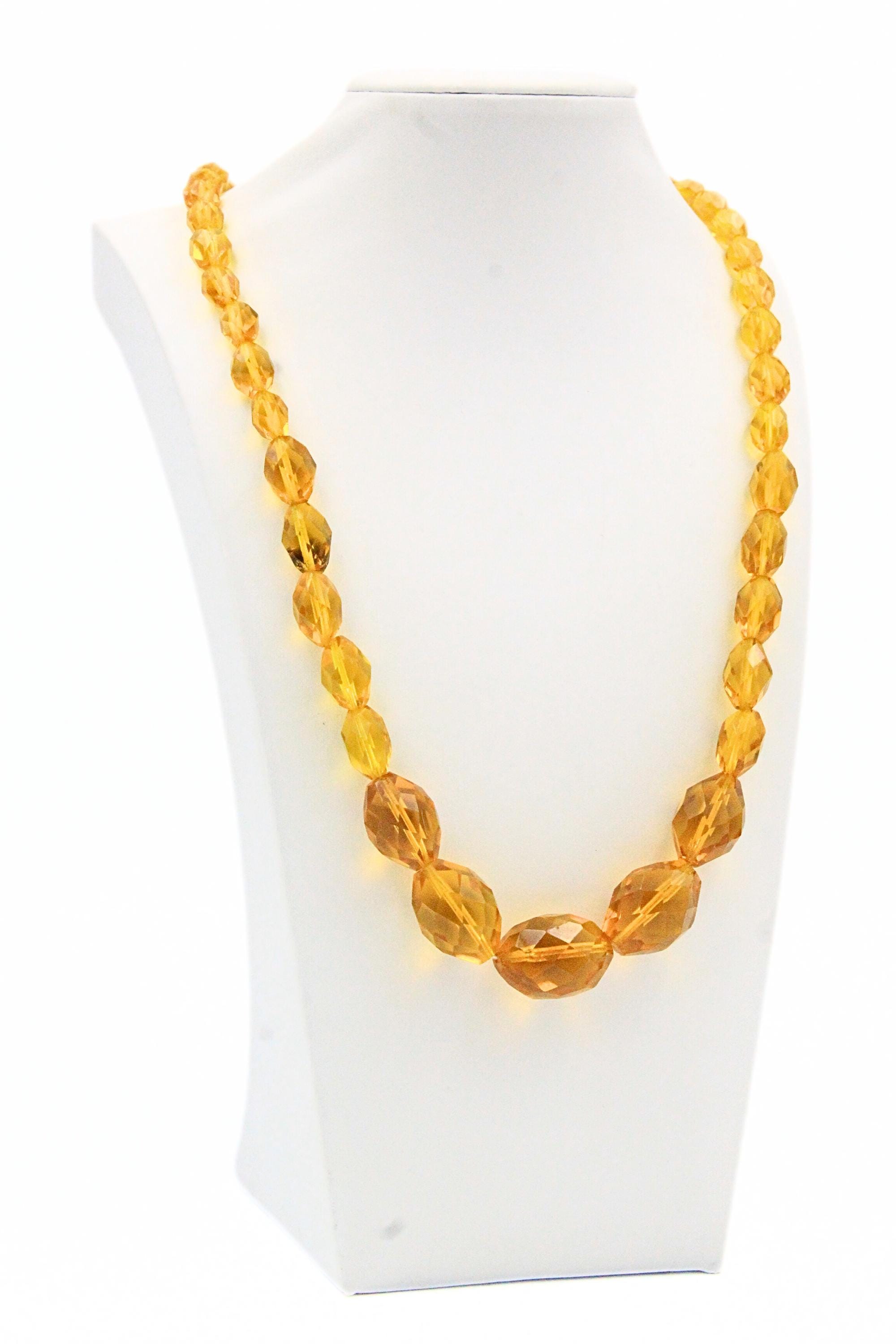 Vintage 14k Yellow Gold Satin & Shiny Ball Necklace - 24
