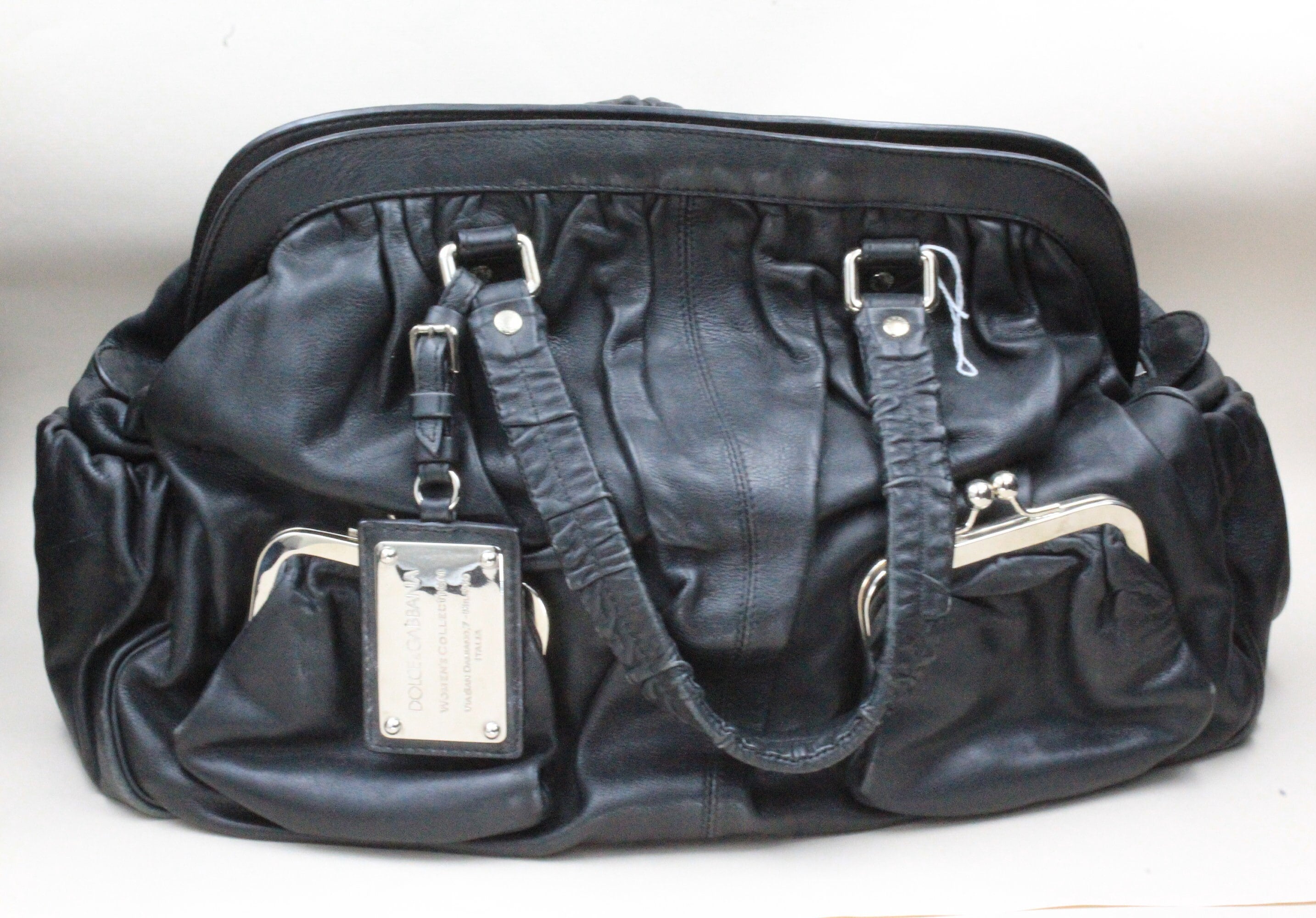 Authentic Dolce Gabbana Ms Curly Black Leather Large Hobo Authentic Dolce Gabbana Ms Curly Black Leather Large Hobo