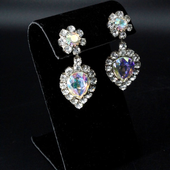 Vintage Aurora Borealis AB Crystals Mirror Dangle… - image 9