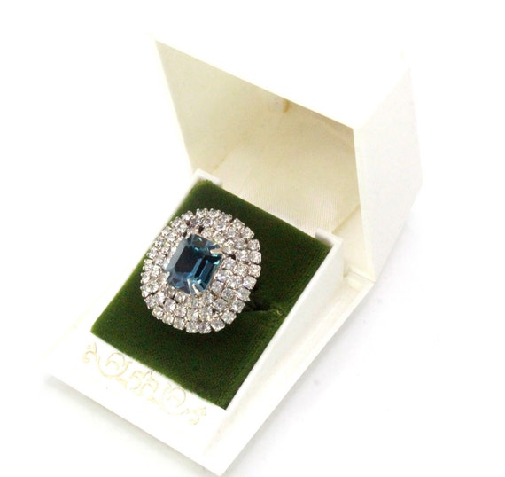 Vintage Art Deco Sapphire Rhinestones Bedazzled  … - image 2