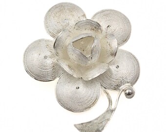 ヴィンテージ フィリグリー ブローチ ヴィンテージ スターリングシルバー XOX ブローチ：フィリグリー デコ