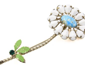 素晴らしいワイス無署名デザイナー高級ミルクガラスデイジーフラワー