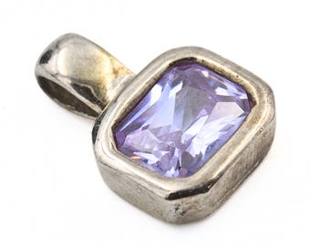 Lovely Sterling Silver Purple Lavander CZ Pendant
