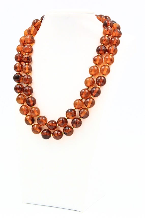 Stunning Two Sets Orange Lucite Bead Fall Vibe Ne… - image 3