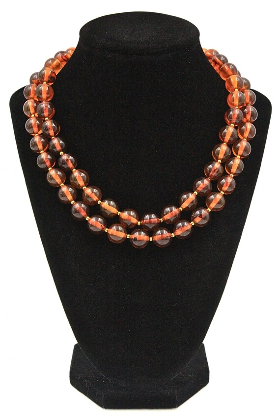 Stunning Two Sets Orange Lucite Bead Fall Vibe Ne… - image 1