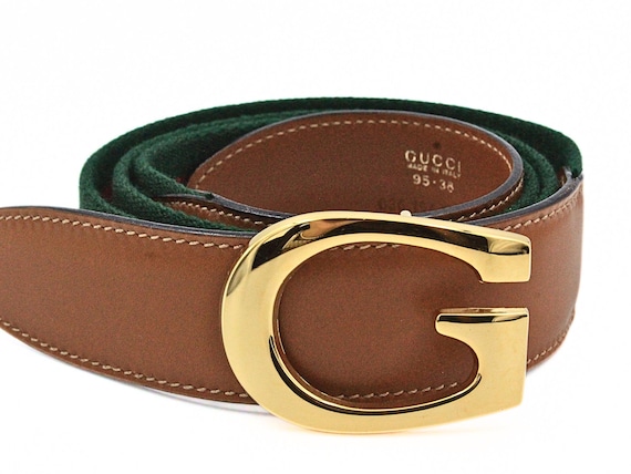 Iconic Authentic Gucci Green Red Classic Fabric Leather Vintage G