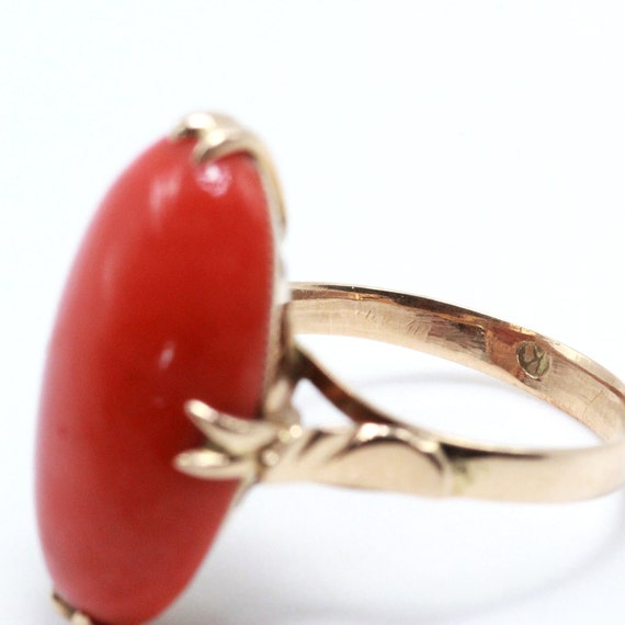 Antique 1890's 18K Gold Mediterranean Coral Caboc… - image 10