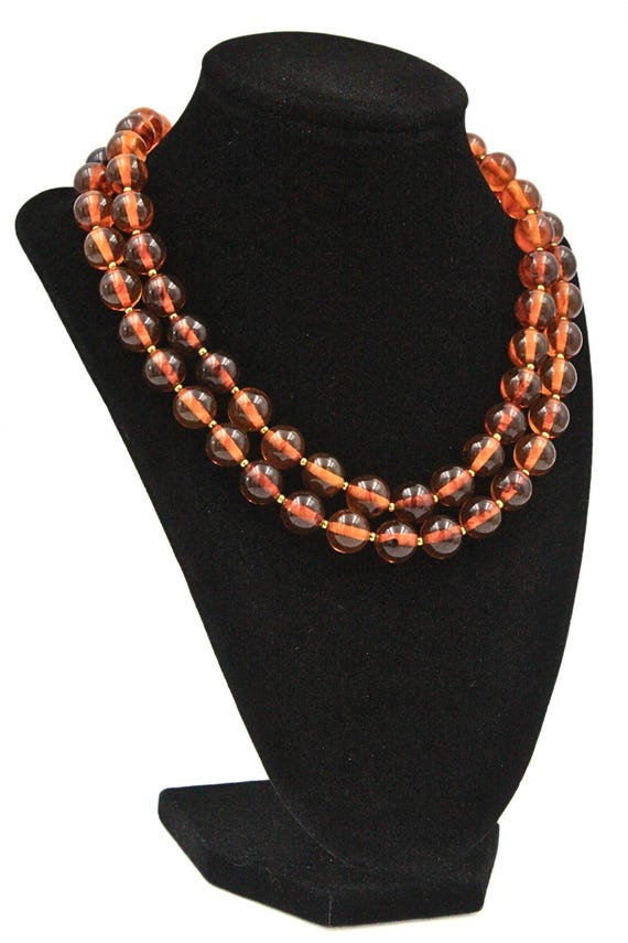 Stunning Two Sets Orange Lucite Bead Fall Vibe Ne… - image 2