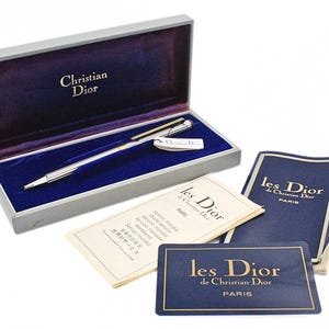 Christian Dior 1979 Sterling Silver Gold Les Dior Ballpoint Pen