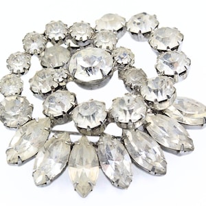 Bedazzled Crystal Diamante Rhinestones Foiled Silver Tone 40&#39;s Brooch