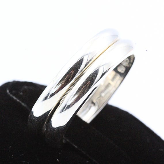 Exquisite Sterling Silver 925 Two Stackable Band … - image 2